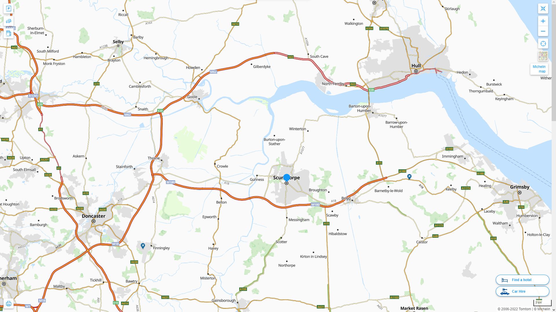 Scunthorpe Royaume Uni Autoroute et carte routiere